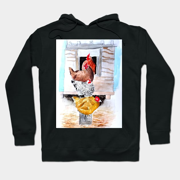 Chickens Farmhouse Sketch Hoodie by julyperson